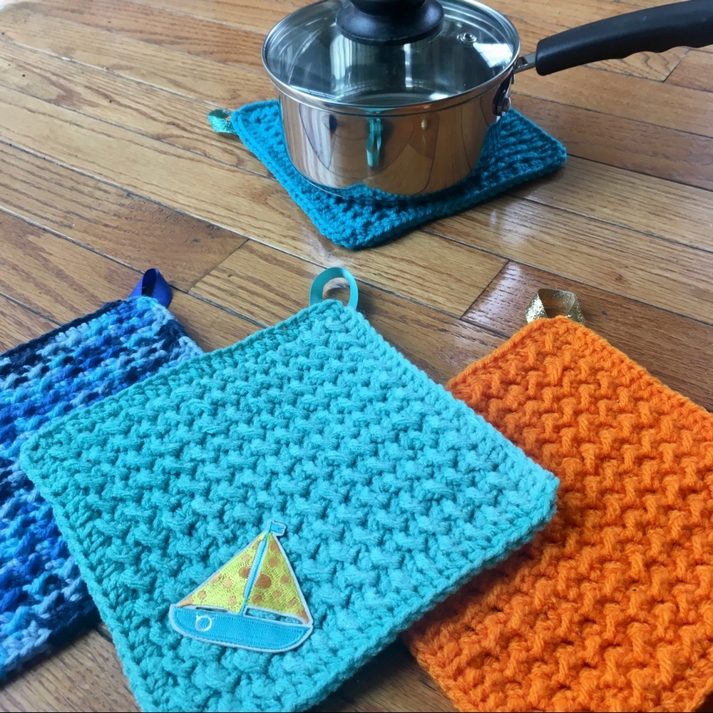 Handmade hot pad or potholder.